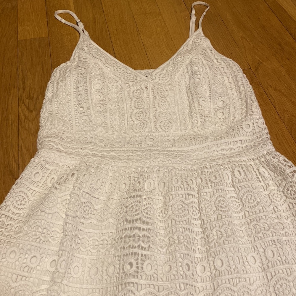 Abercrombie crochet/lace white A-line dress